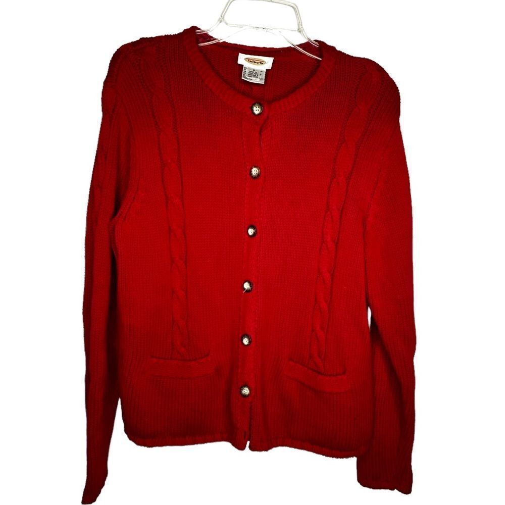 Talbots Red Cotton Cardigan Sweater